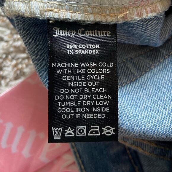 Juicy Couture High Rise Short Women's 26 Medium Wash Denim Distressed Frayed Hem - Picture 6 of 10